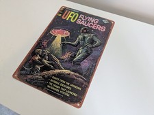 Listing image for UFO Flying Saucers Tin Sign 20cm X 30cm Retro Style