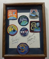 Listing image for NASA Project Mercury Patch Patches Collection Framed w/Facsimile Autographs