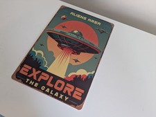 Listing image for Aliens Area Explore The Galaxy Tin Sign 20cm X 30cm Retro Style