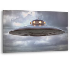 Listing image for Antique UFO Flying Saucer Classic Spaceship Canvas Wall Art Picture Print