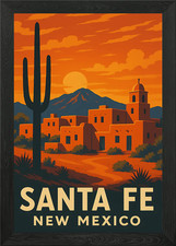 Listing image for Santa Fe New Mexico Travel Poster Framed Wall Art Poster Canvas Print Picture